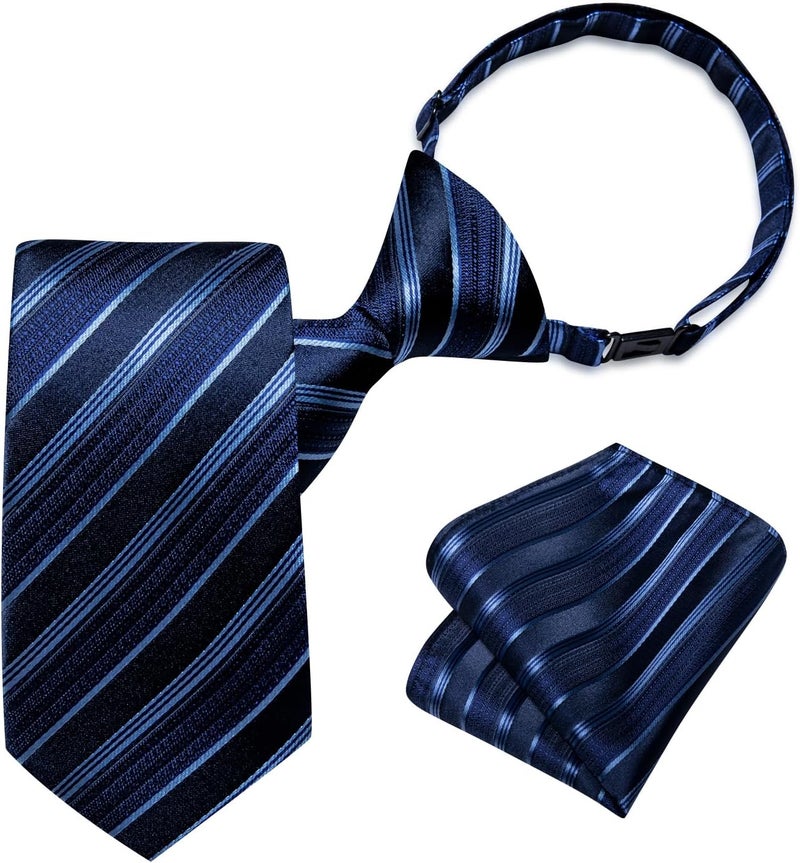 DiBanGu Boys Pre-tied Neckties and Pocket Square Set Adjustable Strap Tie for Kids Wedding Party Graduation School Uniforms - Image 1
